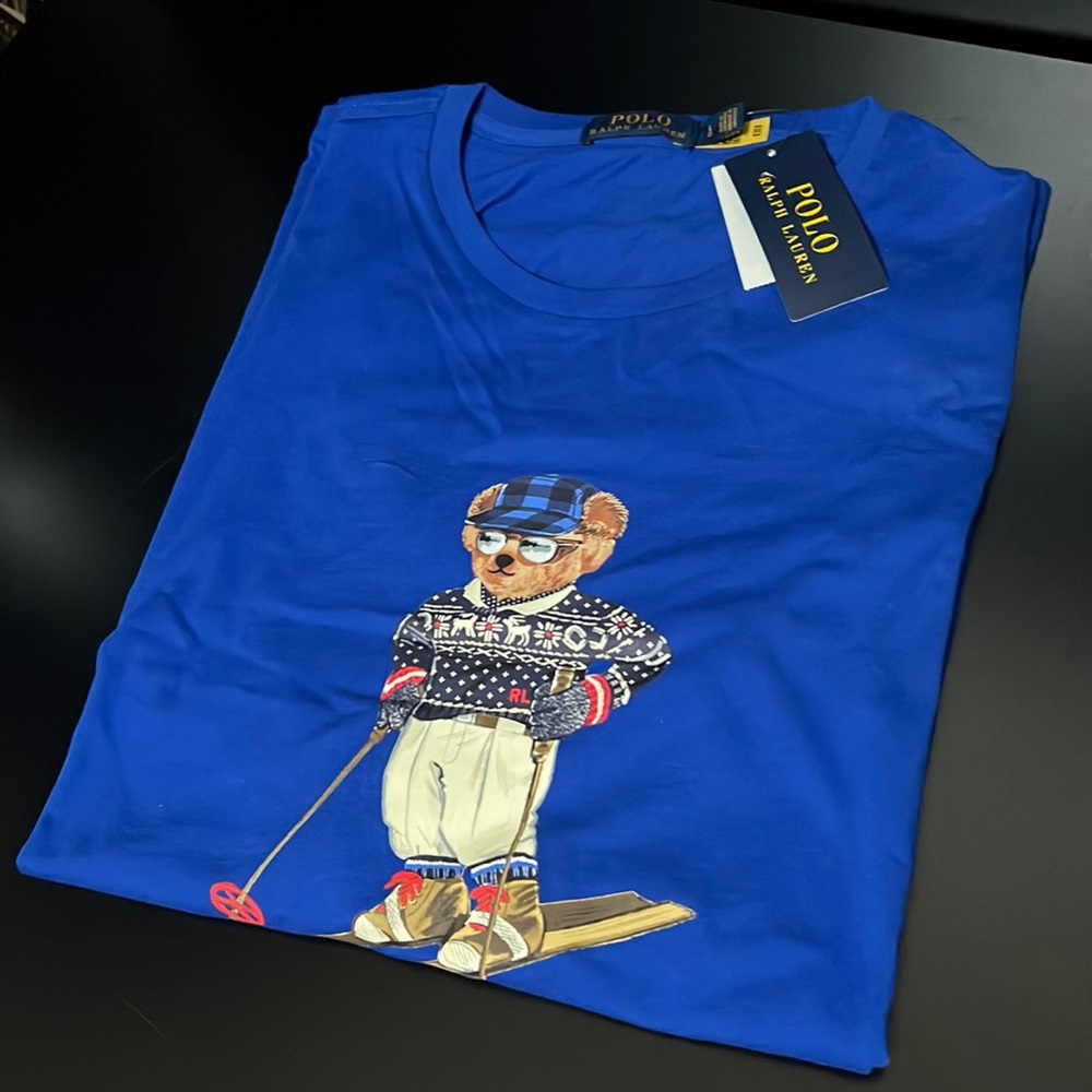 NEW Polo Ralph Lauren Blue Ski Alpine Bear T Shirt